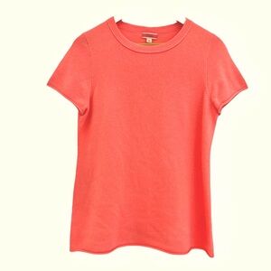 J.Crew 100% Cashmere Short Sleeve Sweater Women's Large Salmon Lightweight Soft